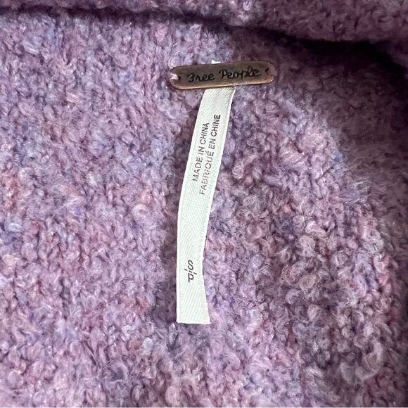 Free People Stormy Pullover Sweater Pink Purple S Cowl Neck Boucle Teddy Crop - Picture 13 of 16